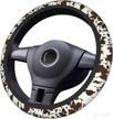 cow print steering wheel cover black and brown cow car accessories for women interior cute set road trip essential universal relieve driving fatigue car decor 15inches fits cars trucks suvs vans logo