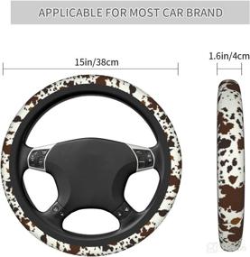 img 1 attached to Cow Print Steering Wheel Cover Black And Brown Cow Car Accessories For Women Interior Cute Set Road Trip Essential Universal Relieve Driving Fatigue Car Decor 15Inches Fits Cars Trucks Suvs Vans