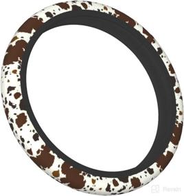 img 2 attached to Cow Print Steering Wheel Cover Black And Brown Cow Car Accessories For Women Interior Cute Set Road Trip Essential Universal Relieve Driving Fatigue Car Decor 15Inches Fits Cars Trucks Suvs Vans