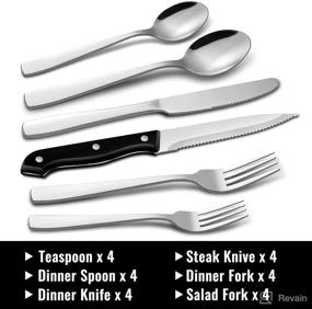 img 3 attached to Hiware 24-Piece Stainless Steel Silverware Set for 4, Premium Flatware Cutlery Collection with Knives, Forks, and Spoons - Perfect for Home, Kitchen, Restaurant, and Hotel Use, Dishwasher Safe