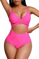 vintage cutout one-piece swimsuit for women - crisscross halter neck, deep v-neckline, sexy tummy control, and monokini design for flattering bathing suit look logo