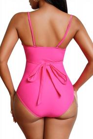 img 2 attached to Vintage Cutout One-Piece Swimsuit For Women - Crisscross Halter Neck, Deep V-Neckline, Sexy Tummy Control, And Monokini Design For Flattering Bathing Suit Look