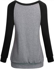 img 3 attached to Стильные и удобные нижние топы с полосками Anmery для женщин - пуловер-туника из хлопковой смеси с длинными рукавами серого и черного цветов