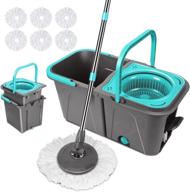 🧼 znm mop and bucket with wringer set: 6l spin mop system for effortless hardwood floor cleaning - includes 6 microfiber replacement refills logo