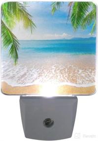 img 1 attached to 🌴 Tropical Ocean Sea Beach Palm Leaves LED Night Light: Auto Sensor Dusk to Dawn Plug-in for Kids, Baby Girls, Boys & Adults - Room4