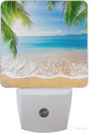 🌴 tropical ocean sea beach palm leaves led night light: auto sensor dusk to dawn plug-in for kids, baby girls, boys & adults - room4 логотип