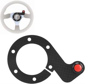 img 1 attached to 🚗 Enhance Your Steering Wheel: Carbon Fiber External Horn Button Kit for 6 Bolts Steering Wheel (Single Button)