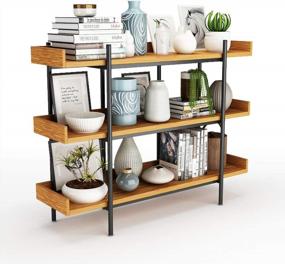 img 4 attached to Стильный и практичный: промышленный книжный шкаф DEWEL из металла и дерева для домашнего и офисного хранения