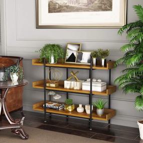 img 1 attached to Stylish And Practical: DEWEL Industrial Metal And Wood Bookcase For Home And Office Storage