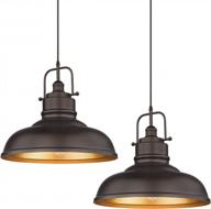 промышленные подвесные светильники с металлическим куполом для фермы: 2 больших кухонных светильника размером 17,7 дюйма в упаковке с масляной бронзовой отделкой, идеально подходящие для столовой - модель 016-1m-2pk orb логотип