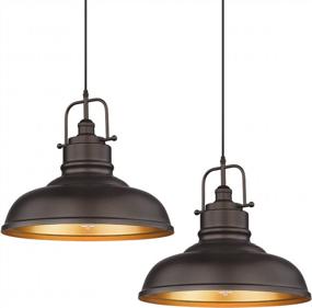 img 2 attached to Farmhouse Industrial Metal Dome Pendant Lights: 2-Pack 17.7 Inch Large Kitchen Lights With Oil Rubbed Bronze Finish, Perfect For Dining Room - Model 016-1M-2PK ORB