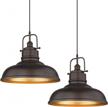 farmhouse industrial metal dome pendant lights: 2-pack 17.7 inch large kitchen lights with oil rubbed bronze finish, perfect for dining room - model 016-1m-2pk orb logo