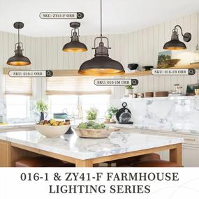 img 1 attached to Farmhouse Industrial Metal Dome Pendant Lights: 2-Pack 17.7 Inch Large Kitchen Lights With Oil Rubbed Bronze Finish, Perfect For Dining Room - Model 016-1M-2PK ORB