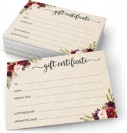 321done floral gift certificates – made in usa (24 cards) fill-in rustic blank kraft tan simple watercolor flowers roses generic 4x6 small business beauty spa salon holiday birthday voucher coupon logo