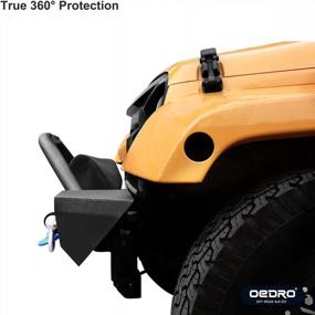 img 2 attached to OEDRO Front And Rear Bumper Compatible For 07-18 Jeep Wrangler JK & Unlimited W/ Winch Plate Mounting & D-Rings & Square LED Lights & 2" Hitch Receiver , Textured Black Off Road Star Guardian Design