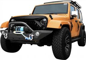 img 3 attached to OEDRO Front And Rear Bumper Compatible For 07-18 Jeep Wrangler JK & Unlimited W/ Winch Plate Mounting & D-Rings & Square LED Lights & 2" Hitch Receiver , Textured Black Off Road Star Guardian Design