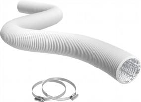 img 4 attached to 8 Feet Flexible White 4 Inch Ducting With 2 Clamps – 4-Layer Aluminum HVAC Air Hose For Improved Ventilation In Grow Tents, Dryer Rooms, And House Vent Register Lines - TerraBloom