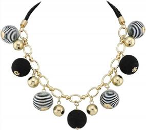 img 4 attached to BOCAR Fashion Collar Necklace With Thread Ball Pendant Earring Jewelry Set For Women