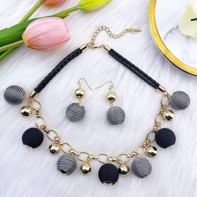 img 1 attached to BOCAR Fashion Collar Necklace With Thread Ball Pendant Earring Jewelry Set For Women