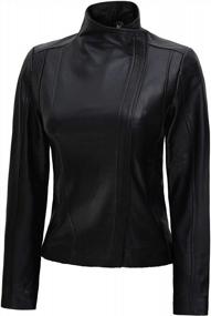 img 4 attached to Женские кожаные куртки средней плотности - натуральная черная/коричневая верхняя одежда из овечьей кожи для дам