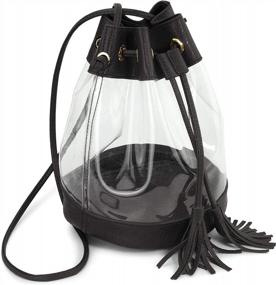 img 3 attached to Стильная и практичная прозрачная сумка через плечо с кисточкой для стадионов - HOXIS Drawstring Bucket Bag For Women