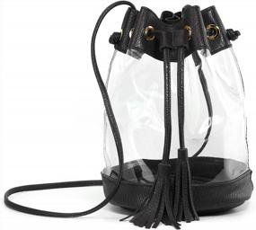 img 4 attached to Стильная и практичная прозрачная сумка через плечо с кисточкой для стадионов - HOXIS Drawstring Bucket Bag For Women