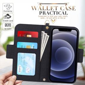 img 1 attached to RFID-Blocking Flip Folio Wallet Case For IPhone 12 Mini 5G With Card Slots And Detachable Hand Strap – Black Handmade Skycase Compatible With IPhone 12 Mini 5.4 Inch 2020