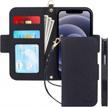 rfid-blocking flip folio wallet case for iphone 12 mini 5g with card slots and detachable hand strap – black handmade skycase compatible with iphone 12 mini 5.4 inch 2020 logo