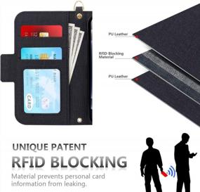 img 2 attached to RFID-Blocking Flip Folio Wallet Case For IPhone 12 Mini 5G With Card Slots And Detachable Hand Strap – Black Handmade Skycase Compatible With IPhone 12 Mini 5.4 Inch 2020