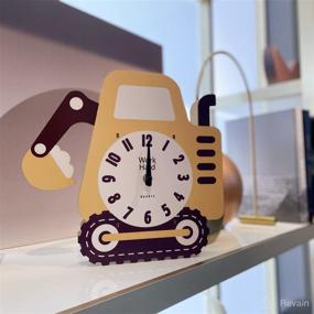 img 2 attached to 🚧 Konjouror Excavator Kids Wall Clock for Bedroom Nursery: 3D Cartoon Decorative Clock with Pendulum