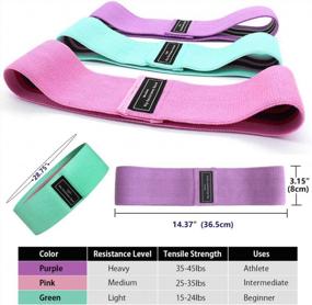 img 2 attached to Non-Slip Elastic Booty Bands For Effective Leg And Butt Workouts - NOSUBO Resistance Bands (3 Pack) For Women And Men. Ideal Fabric Exercise Hip Bands For Gym, Squats, Deadlifts, Yoga, And Sports.