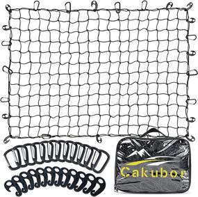 img 4 attached to 🚚 Durable Cakubor Cargo Net for Pickup Truck Bed SUV - Stretches from 4'x6' to 10'x15' for Roof Rack - Heavy Duty Bungee Net with 4"x4" Mesh - Compatible with Dodge Ram, Chevy Ford, Toyota