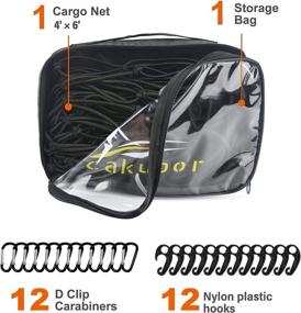 img 3 attached to 🚚 Durable Cakubor Cargo Net for Pickup Truck Bed SUV - Stretches from 4'x6' to 10'x15' for Roof Rack - Heavy Duty Bungee Net with 4"x4" Mesh - Compatible with Dodge Ram, Chevy Ford, Toyota