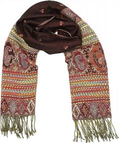 img 2 attached to Bohemian Tribal Border Pashmina Shawl Scarf With Reversible Achillea Ethnic Design