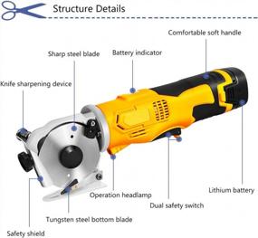 img 3 attached to MXBAOHENG Cordless Electric Fabric Round Knife Cutting Machine Portable Rotary Cutter For Fabric, Leather And Carpet (2 Batteries)