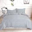 striped queen duvet cover set - 1200tc microfiber bedding with zip closure and tie, modern style in grey, blue, and white. perfect for men and women. logo