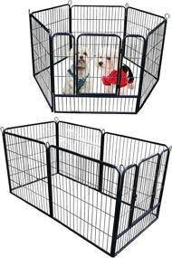 img 4 attached to 🐶 PetierWeit Heavy Duty Metal Dog Playpen- 6 Panel 32 Inch Portable Pet Exercise Pen with Door- Anti-Rust Dog Barrier for Small to Large Dogs- Ideal for Indoor/Outdoor Use- Perfect for RV Camping & Yard Activities- Premium Pet Supplies