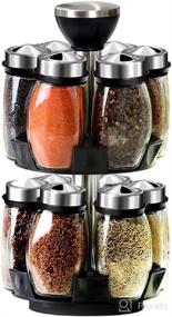 img 4 attached to 🌶️ Revolve & Organize: 12 Jar Spice Rack Tower with Rotating Shelf and Empty Jars