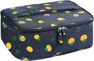 portable travel makeup bag organizer w/ dividers - large storage for women & girls (black lemon) logo