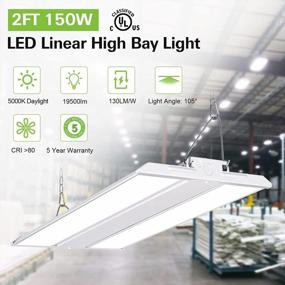 img 3 attached to Hykolity LED High Bay Shop Light - 2FT, 150W, 19500Lm 130LM/W, 100-277V, 0-10V Dim, 5000K Daylight Linear Hanging Light For Warehouse Workshops - UL Certified, 5-Year Warranty (Pack Of 2)