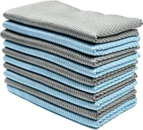 img 4 attached to 🧽 Multi-Purpose Microfiber Cleaning Cloth Pack for Plus Size, Glass, Cars, Stainless Steel & More - 10 Blue Gray Wipes