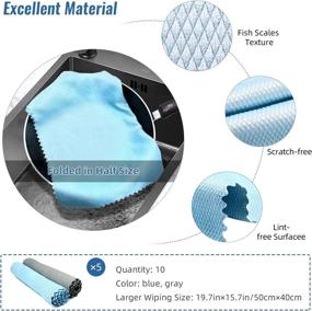 img 3 attached to 🧽 Multi-Purpose Microfiber Cleaning Cloth Pack for Plus Size, Glass, Cars, Stainless Steel & More - 10 Blue Gray Wipes