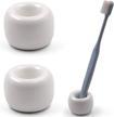airmoon mini ceramics handmade couple toothbrush holder stand for bathroom vanity countertops, white, pack of 2 logo