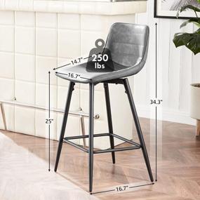 img 3 attached to Upgrade Your Kitchen With Modern Bar Stools Set Of 4 - Counter Height With Faux Leather Back And Footrest In Retro Grey