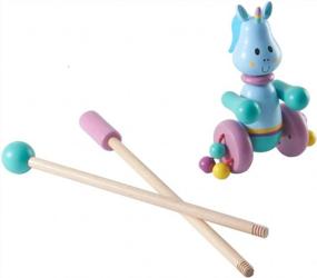 img 3 attached to Magical Developmental Fun With RUYU'S Spoiled Unicorn Push-N-Pull Toy For Toddlers And Babies
