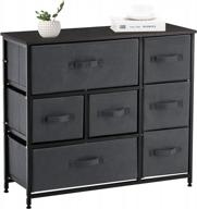 7-drawer dresser storage tower with fabric bins - steel frame chest organizer for bedroom, closet, nursery, and hallway - grey logo