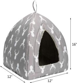 img 3 attached to 🐱 Hollypet Gray Antlers Self-Warming 2-in-1 Triangle Cat Bed Tent House for Ultimate Comfort