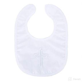 img 1 attached to 👣 Christening Baptism Embroidered Cross Bib and Socks Set - Ideal for Infant Boys and Girls' Outfits