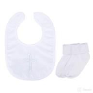 👣 christening baptism embroidered cross bib and socks set - ideal for infant boys and girls' outfits логотип
