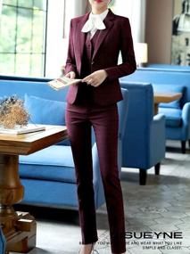 Buy LISUEYNE Women's Two Pieces Blazer Office Lady Suit Set Work Blazer  Jacket and Pant, Red, Medium at